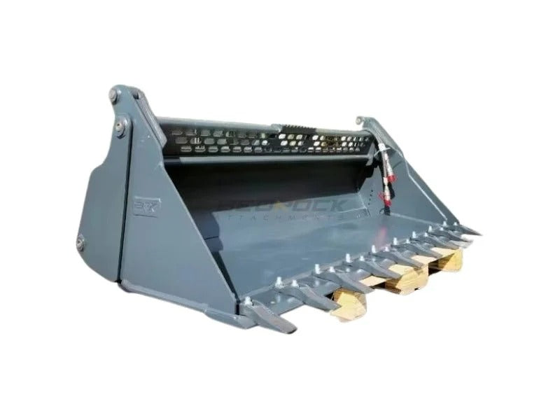 Bedrock Attachments – Mini Hydraulic Excavator/Skid Steer Loader Multipurpose 4in1 Bucket With Teeth