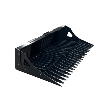 Stout Buckets – 5550 Series Rock Bucket with 3" Tine Spacing and Skid Steer Quick Attach with Bolt on Side Option
