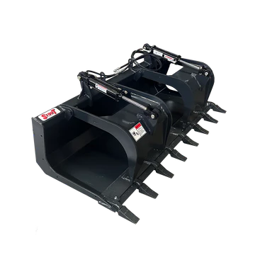 Stout Buckets – 78" Flat Bottom Grapple Bucket With Skid Steer Quick Attach