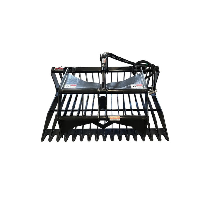Stout Buckets – Light Duty 3" Tine Spacing Utility Rock Bucket Grapple with Skid Steer Quick Attach