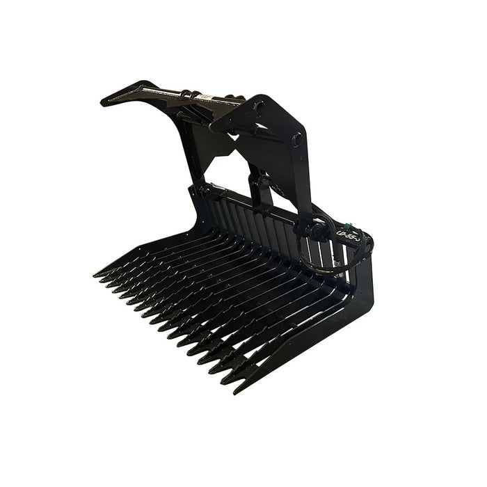 Stout Buckets – Light Duty 3" Tine Spacing Utility Rock Bucket Grapple with Skid Steer Quick Attach