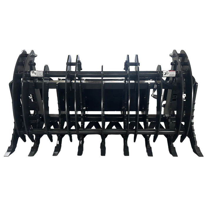 Stout Buckets – XHD Root Rake Clam Grapple With Single Grapple and Skid Steer Quick Attach
